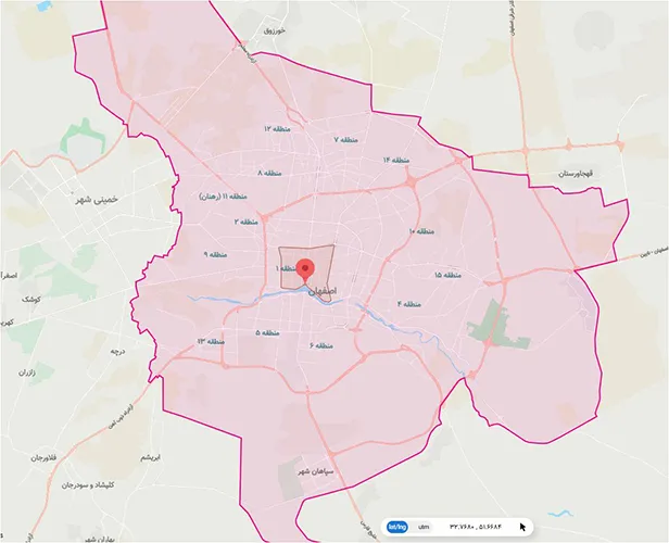 محدوده خدمات شرکت اصفهان تعمیر