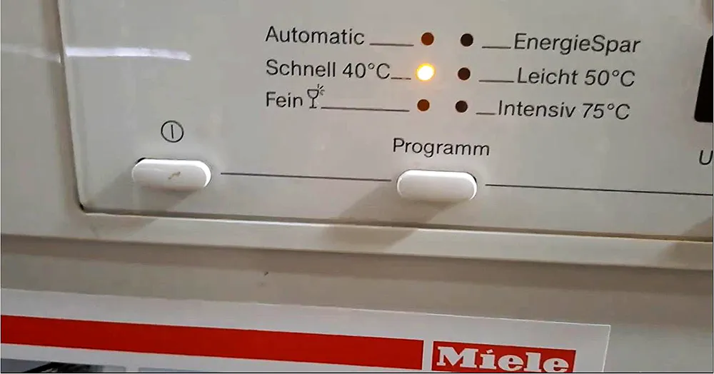 جدول برنامه های ظرفشویی میله Miele